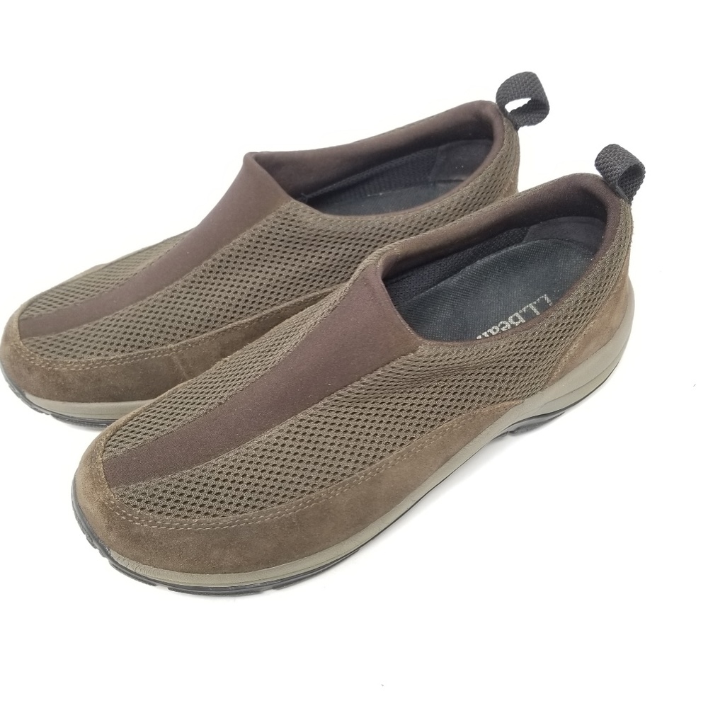 Lands End Mens Brown Suede and Fabric Slip on 9.5
